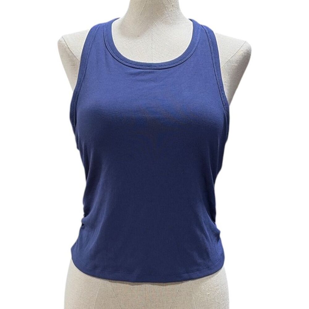 Outdoor Voices Women's Snug Fit Side Ruched Ribbed Tank Top - Peri Night